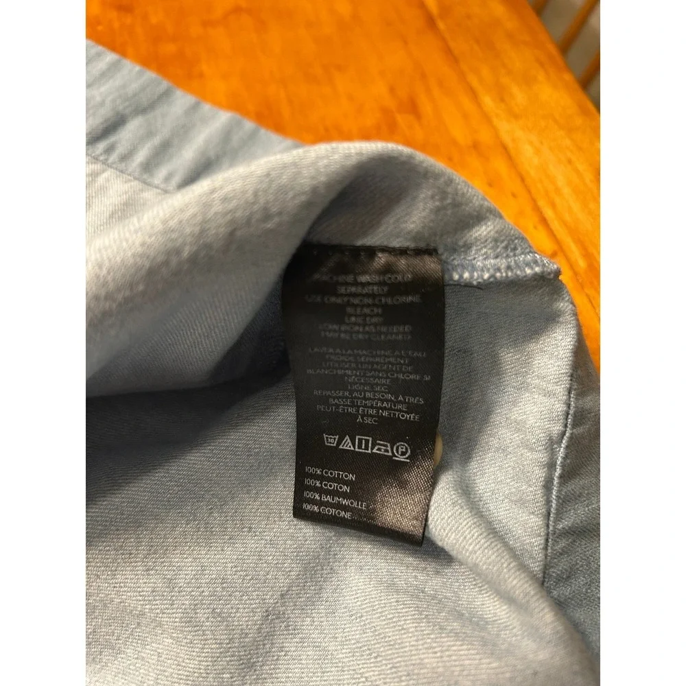 Anthropologie Cottagecore Babydoll‎ Light Wash Denim Mini Dress Puff Sleeve Boho - Picture 7 of 12